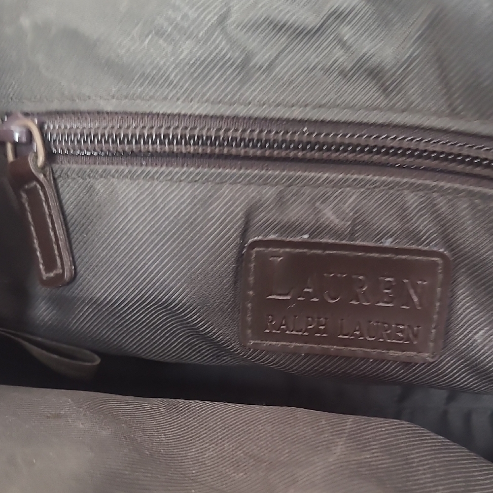 Lauren Ralph Lauren Houndstooth Satchel & Wallet Set Brown Vintage Chic - Picture 8 of 9